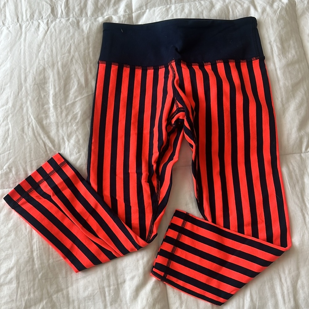 Lululemon Striped Wunder Under - Orange Navy